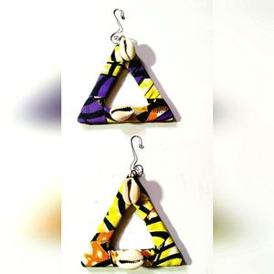 HAPPY HOLIDAYS New (2) Handcrafted Africentric Ornaments! African Wax & Cowries